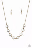 Paparazzi The Imperfectionist - Brass - Glassy White Gems - Necklace & Earrings - Glitzygals5dollarbling Paparazzi Boutique 