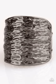 Paleo Patterns Black Gunmetal Ring - Glitzygals5dollarbling Paparazzi Boutique 