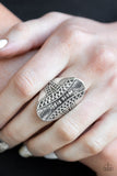 Paparazzi Shields Up - Silver - Studded Embossed - Ring - Glitzygals5dollarbling Paparazzi Boutique 