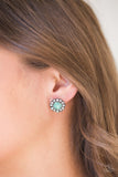 Paparazzi Little Lady - Green Moonstone - White Rhinestones - Silver Post Earrings - Glitzygals5dollarbling Paparazzi Boutique 