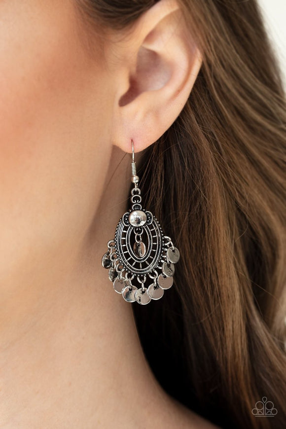 Chime Chic - silver - Paparazzi earrings - Glitzygals5dollarbling Paparazzi Boutique 