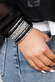 Rhinestone Rumble Black Urban Bracelet Fashion Fix - Glitzygals5dollarbling Paparazzi Boutique 