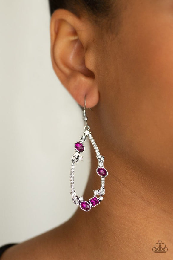 Paparazzi Quite The Collection - Pink - and White Rhinestones - Teardrop Earrings - Glitzygals5dollarbling Paparazzi Boutique 