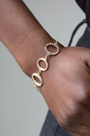 Paparazzi Beautiful Inside and Out - Gold - White Rhinestones - Bracelet - Glitzygals5dollarbling Paparazzi Boutique 