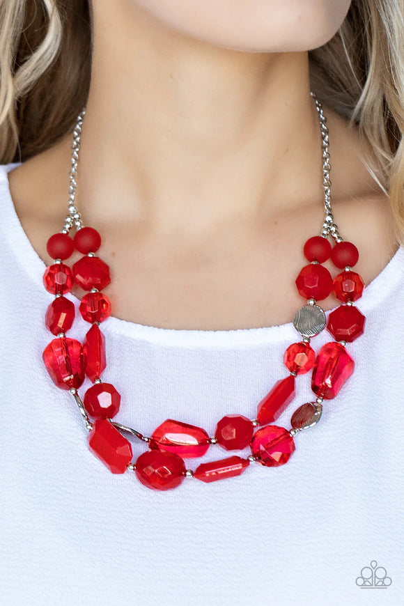 Oceanic Opulence Red ~ Paparazzi Necklace - Glitzygals5dollarbling Paparazzi Boutique 