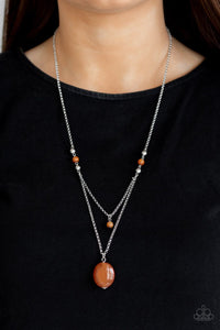 Paparazzi Time To Hit The ROAM - Orange - Silver Chain Necklace & Earrings - Glitzygals5dollarbling Paparazzi Boutique 