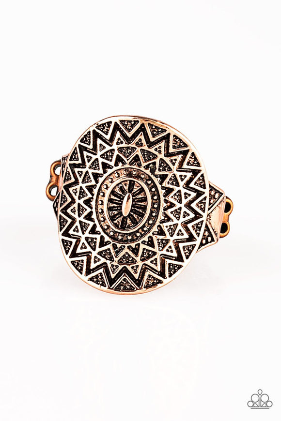 Paparazzi Good For The SOL - Copper - Sunburst Pattern - Ring - Glitzygals5dollarbling Paparazzi Boutique 