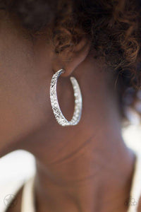 Paparazzi “Glitzy By Association” White Hoop Earrings - Glitzygals5dollarbling Paparazzi Boutique 