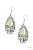 Paparazzi Majestically Malibu - Green Moonstone - Silver Earrings - Glitzygals5dollarbling Paparazzi Boutique 