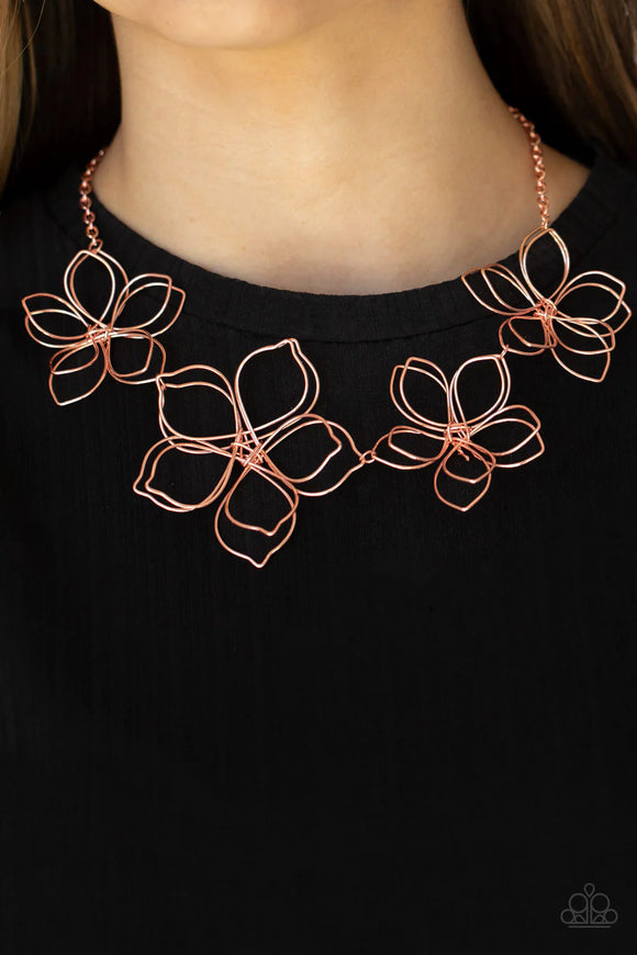 Flower Garden Fashionista Copper ~ Paparazzi Necklace - Glitzygals5dollarbling Paparazzi Boutique 