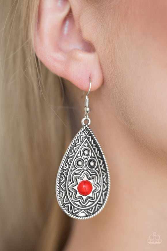 Paparazzi Summer Sol Red Earrings - Glitzygals5dollarbling Paparazzi Boutique 