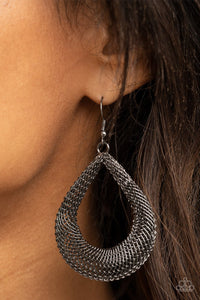 A Hot MESH - black - Paparazzi earrings - Glitzygals5dollarbling Paparazzi Boutique 