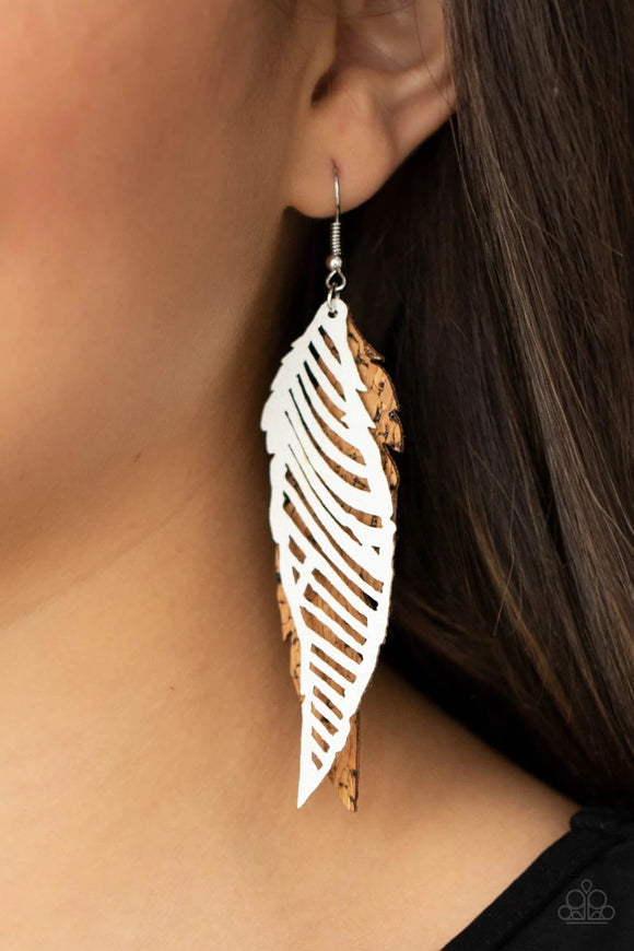 WINGING Off The Hook - white - Paparazzi earrings - Glitzygals5dollarbling Paparazzi Boutique 