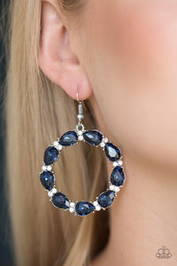 Ring Around the Rhinestones Blue Earrings - Glitzygals5dollarbling Paparazzi Boutique 