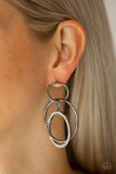 Paparazzi Metro Bliss - Black - Rhinestones Gunmetal Hoops - Post Earrings - Glitzygals5dollarbling Paparazzi Boutique 