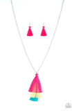 Paparazzi Triple The Tassel - Multi - Pink, Yellow and Blue Thread - Fringe Tassel Necklace and matching Earrings - Glitzygals5dollarbling Paparazzi Boutique 