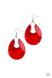 Paparazzi Pool Hopper - Red - Faux Marble - Shimmering Acrylic Frame - Silver Earrings - Glitzygals5dollarbling Paparazzi Boutique 