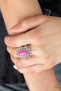 Paparazzi Mineral Movement - Pink Stone - Studded Silver Ring - Glitzygals5dollarbling Paparazzi Boutique 