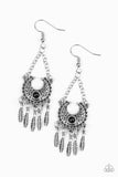 Paparazzi Fabulously Feathered - Black Bead - Silver Feather Charms - Earrings - Glitzygals5dollarbling Paparazzi Boutique 