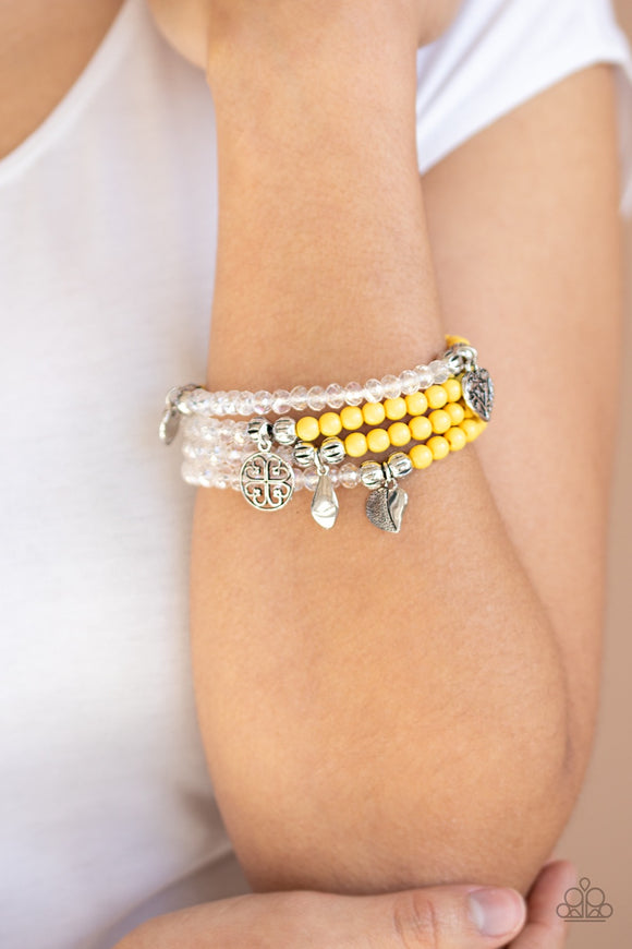 Paparazzi Colorfully Cupid Yellow Set Bracelets - Glitzygals5dollarbling Paparazzi Boutique 