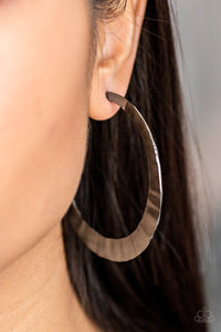 Paparazzi Slayers Gonna Slay - Black - Hammered Gunmetal Hoop Earrings - Glitzygals5dollarbling Paparazzi Boutique 