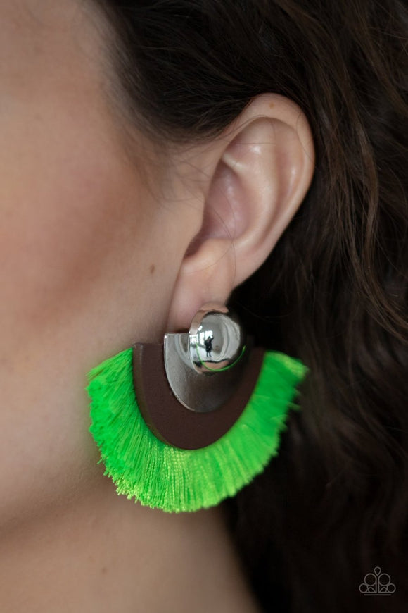 Fan the Flamboyance - green - Paparazzi earrings - Glitzygals5dollarbling Paparazzi Boutique 