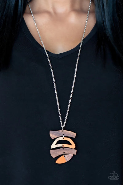 A WOODWORK In Progress - orange - Paparazzi necklace - Glitzygals5dollarbling Paparazzi Boutique 