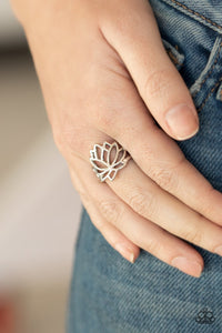 Paparazzi Lotus Lover - Silver - Lotus Flower - Dainty Band Ring - Glitzygals5dollarbling Paparazzi Boutique 