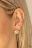 Paparazzi Marble Minimalist - White Stone - Gold Disc - Post Earrings - Glitzygals5dollarbling Paparazzi Boutique 