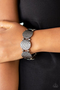 Paparazzi GLISTEN and Learn - Black Gunmetal - Stretchy Band Bracelet - Glitzygals5dollarbling Paparazzi Boutique 