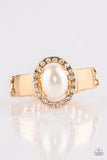 Paparazzi Upper Uptown - Gold - White Pearl Rhinestones - Ring - Glitzygals5dollarbling Paparazzi Boutique 