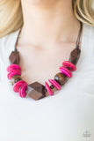 Paparazzi Pacific Paradise - Pink Wooden Necklace and matching Earrings - Glitzygals5dollarbling Paparazzi Boutique 