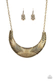 Paparazzi Geographic Goddess Brass Necklace - Glitzygals5dollarbling Paparazzi Boutique 