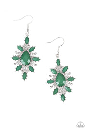 Paparazzi Glamorously Colorful - Green - White Rhinestones - Teardrop Earrings - Glitzygals5dollarbling Paparazzi Boutique 