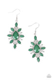 Paparazzi Glamorously Colorful - Green - White Rhinestones - Teardrop Earrings - Glitzygals5dollarbling Paparazzi Boutique 
