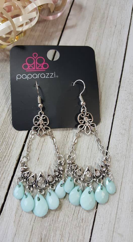 Paparazzi Malibu Sunset Blue Earrings Exclusive - Glitzygals5dollarbling Paparazzi Boutique 