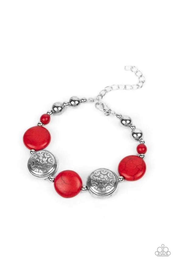 Oasis Orchard Red ~ Paparazzi Bracelet - Glitzygals5dollarbling Paparazzi Boutique 