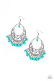 Paparazzi Malibu Mamba - Blue Seed Beads - Silver Hoop Earrings - Glitzygals5dollarbling Paparazzi Boutique 