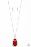 Paparazzi Maven Magic - Red Gem - White Rhinestones - Silver Chain Necklace and matching Earrings - Glitzygals5dollarbling Paparazzi Boutique 