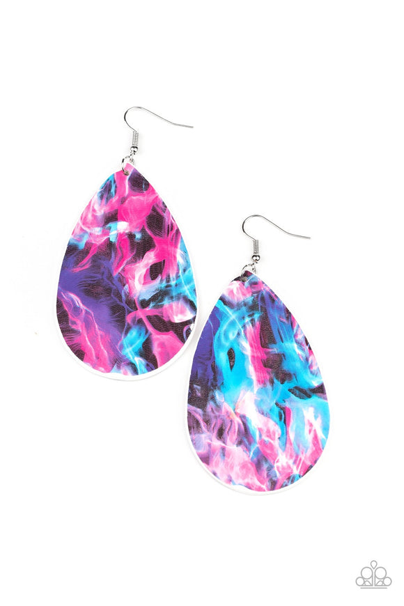 Paparazzi Mosaic Chic - Multi Leather Teardrop Earrings - Glitzygals5dollarbling Paparazzi Boutique 