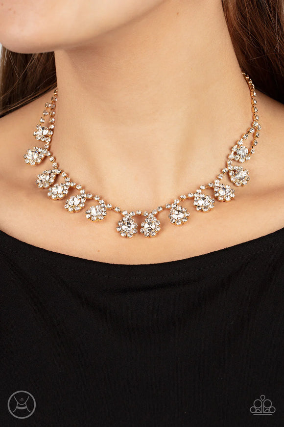 Princess Prominence Gold ~ Paparazzi Choker Necklace - Glitzygals5dollarbling Paparazzi Boutique 
