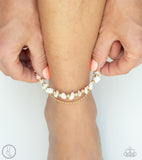Paparazzi Beach Expedition - Gold Ball Chain - White Rocks - Ankle Bracelet - Anklet - Glitzygals5dollarbling Paparazzi Boutique 