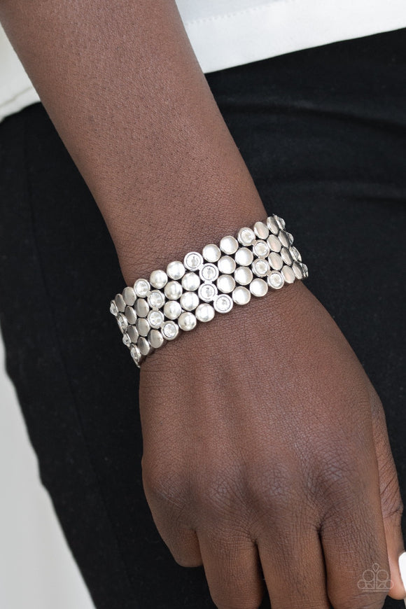 Paparazzi Scattered Starlight - White Stretch Bracelet - Glitzygals5dollarbling Paparazzi Boutique 