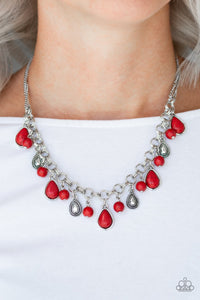 Paparazzi Welcome To Bedrock - Red Necklace - Glitzygals5dollarbling Paparazzi Boutique 