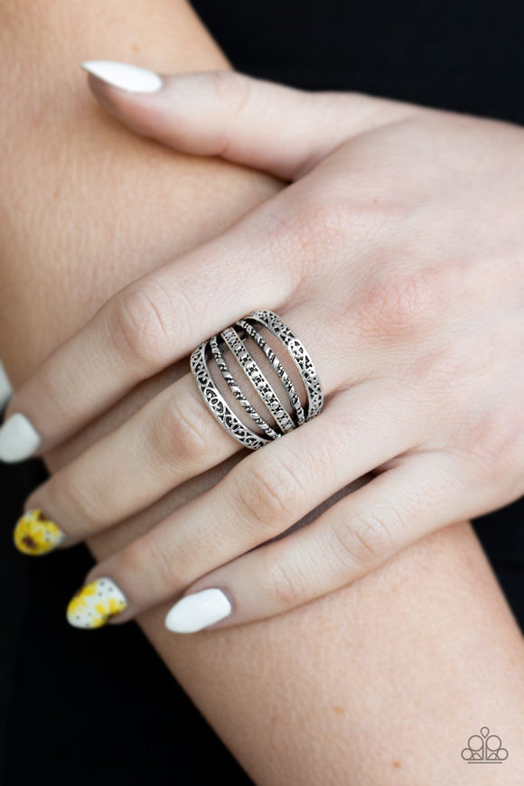 Textile Bliss - silver - Paparazzi ring - Glitzygals5dollarbling Paparazzi Boutique 