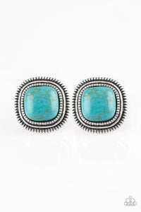 Paparazzi FRONTIER-Runner - Blue Turquoise Stone - Post Earrings - Glitzygals5dollarbling Paparazzi Boutique 