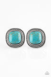 Paparazzi FRONTIER-Runner - Blue Turquoise Stone - Post Earrings - Glitzygals5dollarbling Paparazzi Boutique 