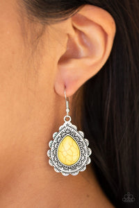 Paparazzi Mesa Mustang - Yellow Earrings - Glitzygals5dollarbling Paparazzi Boutique 