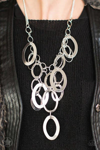 Paparazzi A Silver Spell - Silver - Blockbuster Necklace and matching Earrings - Glitzygals5dollarbling Paparazzi Boutique 