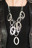 Paparazzi A Silver Spell - Silver - Blockbuster Necklace and matching Earrings - Glitzygals5dollarbling Paparazzi Boutique 